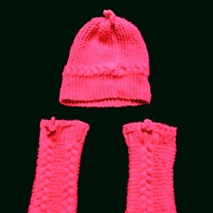 Hot Pink Beanie and Leg Warmer Set